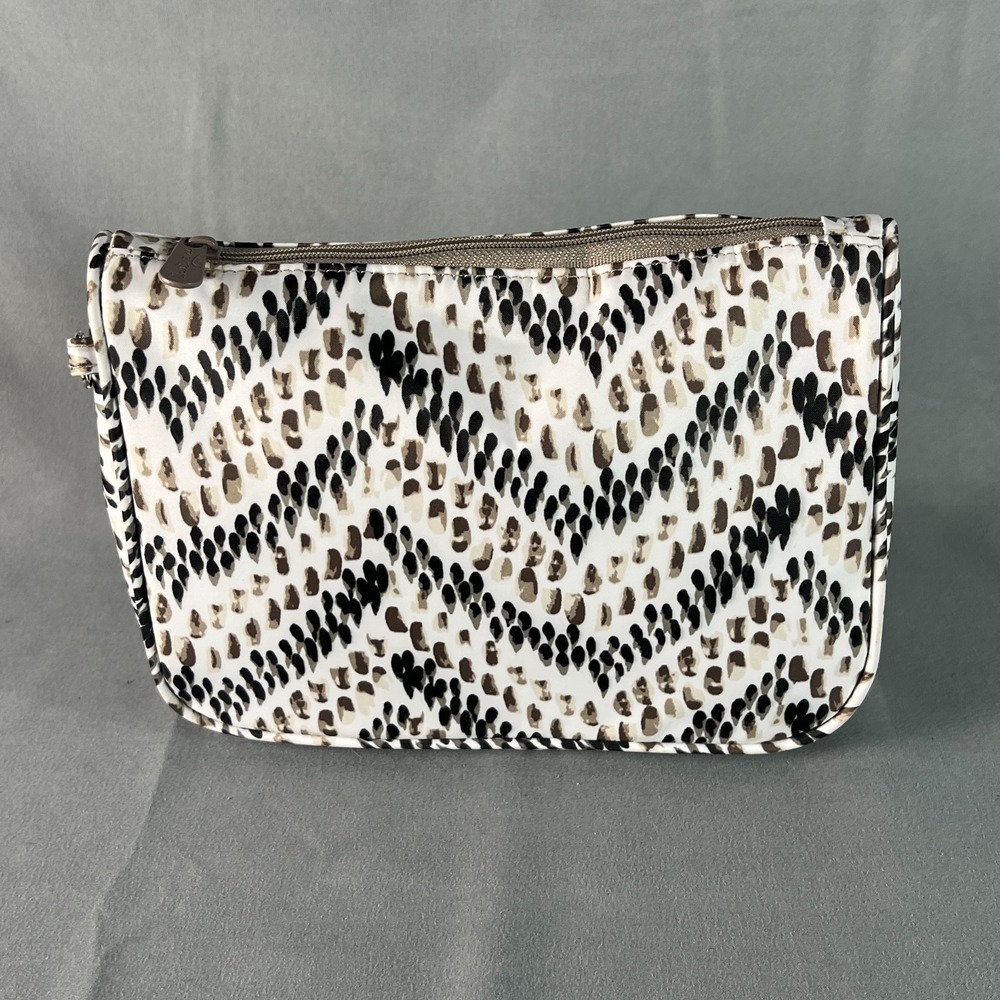 Thirty-One Hello Happy Bag Raindrop Chevron Make-Up Pouch & Organizer Zipper Bag